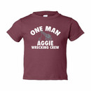 Texas A&M Aggies toddler maroon tee with One Man Aggie Wrecking Crew text and ATM logo