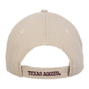 Texas A&M Aggies tan adjustable hat with maroon ATM logo on front and Texas Aggies text on back strap
