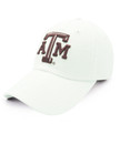 Texas A&M Aggies light colored adjustable cap with raised maroon ATM logo on front