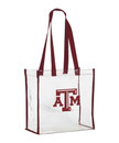 Texas A&M Aggies clear tote bag with maroon trim and ATM logo on front