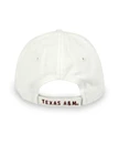 Texas A&M Aggies white baseball cap with maroon Texas state outline on front and small Texas A&M logo on side