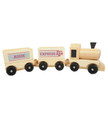 Texas A&M Aggies wooden toy train with natural wood finish, multiple cars, and Aggie Express themed details