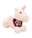 Texas A&M Aggies pink unicorn plush with maroon bandana featuring Texas A&M logo
