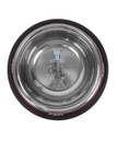 Texas A&M Aggies stainless steel pet bowl with maroon exterior and Texas A&M logo on side