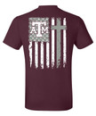 Full back design featuring a vertical gray and white USA flag with one of the stripes turned into a gray cross. Full back design featuring a vertical gray and white USA flag with one of the stripes turned into a gray cross.