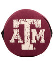 Texas A&M Aggies maroon koozie with vintage football helmet design, Texas state detail, and Aggie Football text