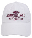 Texas A&M Aggies white cap with Texas Aggie Band embroidered text on front