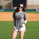 Texas A&M Aggies gray baseball shirt with maroon vintage Aggies baseball graphic