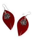 Boho Earrings w/ Logo Charm - Maroon Boho Earrings w/ Logo Charm - Maroon
