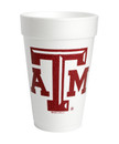 Texas A&M Aggies styrofoam cups with It’s Game Day in Aggieland text on one side and large Texas A&M logo on the other