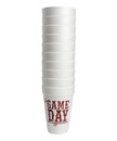 Texas A&M Aggies styrofoam cups with It’s Game Day in Aggieland text on one side and large Texas A&M logo on the other