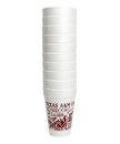 Texas A&M Aggies styrofoam cups with all over maroon collage design featuring Texas A&M phrases, icons, and logo