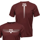 Texas A&M Aggies maroon active tee with Texas Aggies text, Texas A&M logo, and tie graphic on front and back