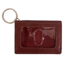 Texas A&M maroon leather ID holder and wallet with embossed ATM logo on front, clear ID window, snap closure, interior card pockets, and attached key ring