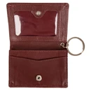 Texas A&M maroon leather ID holder and wallet with embossed ATM logo on front, clear ID window, snap closure, interior card pockets, and attached key ring