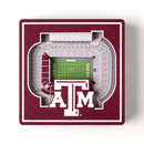 Texas A&M 3D stadium magnet featuring a detailed replica of Kyle Field with a football field and prominent A&M logo. Collectible magnet designed for refrigerators, lockers, offices, and fan displays.