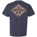 Navy Texas A&M T-shirt featuring a small diamond graphic on the front and a large vintage-style diamond design on the back with Texas A&M Aggies lettering and western-inspired artwork.