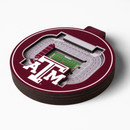 Texas A&M 3D Kyle Field ornament featuring a detailed miniature stadium inside a maroon circular ornament with the Texas A&M logo. Holiday keepsake for Christmas trees and Aggie collections.