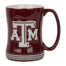 Maroon Texas A&M ceramic mug featuring a large white Texas A&M logo with gray accent stripes near the base. Coffee mug perfect for home, office, game days, and everyday use.