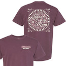 Front and Back of the Mom Floral Circle t-shirt in vineyard.