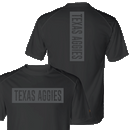 Front and back designs of the Aggies Active Spine black short sleeve t-shirt.