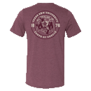 Full back circular design with an outline of the Corps of Cadets logo printed overtop a maroon Texas silhouette.
