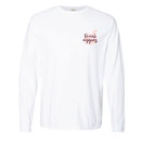 Left chest design featuring a peach colored gig 'em thumb silhouette with "Texas Aggies" printed in maroon over top. Left chest design featuring a peach colored gig 'em thumb silhouette with "Texas Aggies" printed in maroon over top.