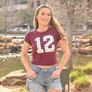 Aggie Glitter Star 12 Baby Tee - Maroon