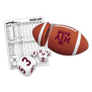 Texas A&M Aggies Shake ’n Score travel dice game set with football shaped container, custom dice, and Aggies scorepad