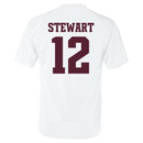 Youth white Texas A&M Aggies Josh Stewart 12th Man baseball replica jersey tee with STEWART and number 12 on back.