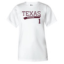 White youth Texas A&M Aggies Terrence Kiel II number 1 baseball replica jersey tee with TEXAS Aggies on front and KIEL II 1 on back.