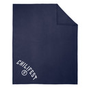 Navy Chilifest blanket with white Chilifest logo graphic