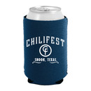 Blue Chilifest Snook Texas can cooler with Keystone Light and Twisted Tea sponsor graphics on reverse