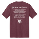 Texas A&M Aggies maroon t shirt with Texas A&M University on front and Aggie Dad definition graphic on back