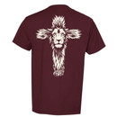 Texas A&M Aggies Bold as a Lion shirt with lion cross graphic and Proverbs 28:1 on back