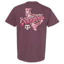 Texas A&M Aggies grandma t shirt with Texas patchwork graphic and ATM logo on back and small front design