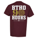Texas A&M Aggies maroon BTHO 90 Hours shirt with large back graphic and university seal