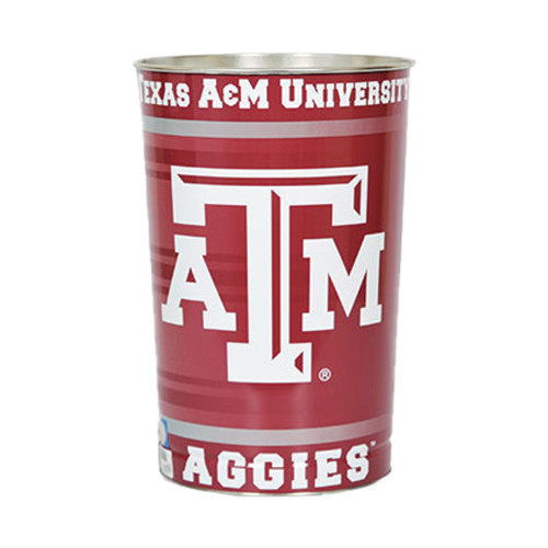 Texas A&M Aggies maroon wastebasket with ATM logo and Texas A&M University text