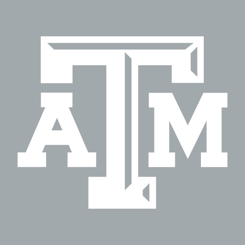 Texas A&M Aggies white ATM logo decal on gray background