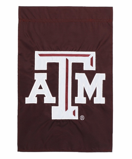 Texas A&M Aggies maroon applique garden flag with large white ATM logo