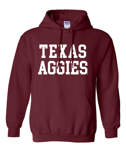 Texas A&M Aggies maroon hoodie with Texas Aggies text on front