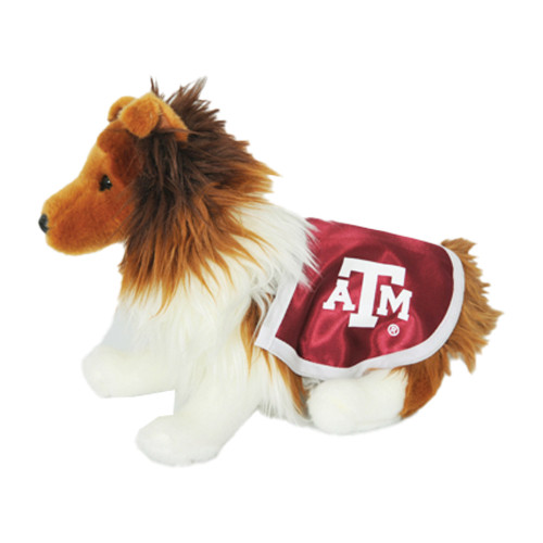 Texas A&M Aggies Reveille stuffed toy with maroon blanket and ATM logo