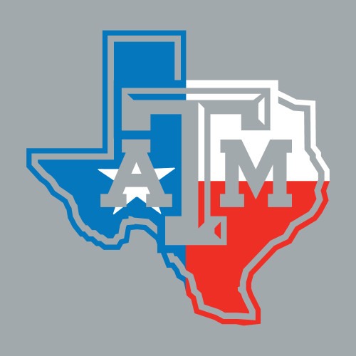 Texas A&M Aggies Texas flag style decal with ATM logo and Texas state outline for car laptop or cooler