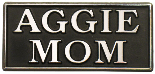 Texas A&M Aggies Aggie Mom metallic car emblem with raised lettering design
