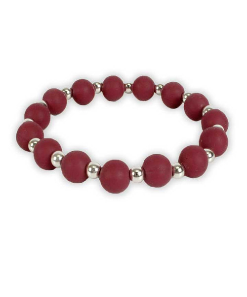 Texas A&M Aggies maroon bead stretch bracelet with metallic accent beads