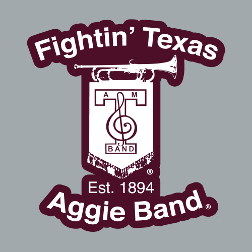 Texas A&M Aggies Fightin Texas Aggie Band outline decal with emblem and Est 1894 text in maroon