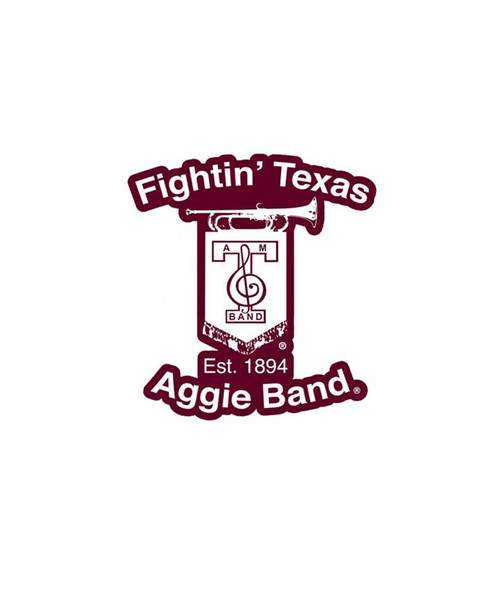 Texas A&M Aggies Fightin Texas Aggie Band outline decal with emblem and Est 1894 text in maroon