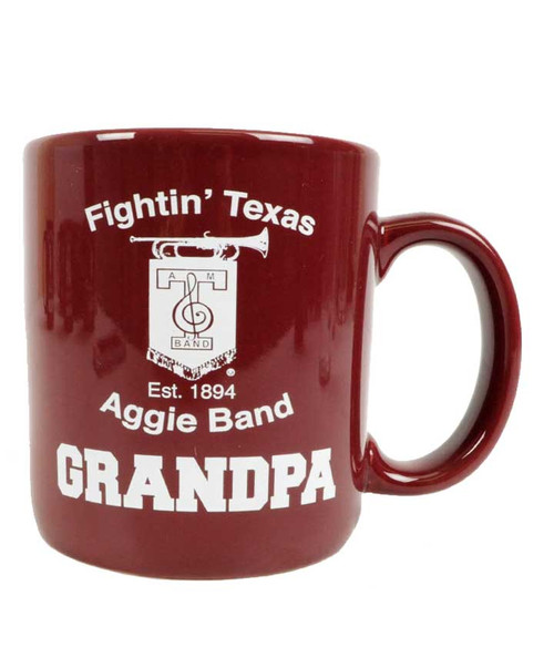 Texas A&M Aggies maroon Aggie Band Grandpa mug with Fightin Texas Aggie Band Est 1894 graphic