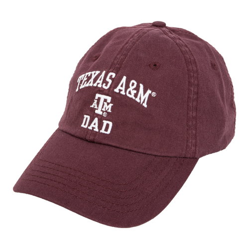 Texas A&M Aggies maroon cap with Texas A&M Dad embroidered text on front