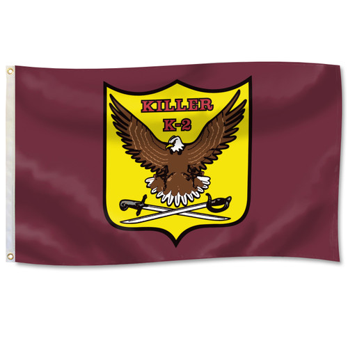 Texas A&M Aggies Corps of Cadets Company K-2 3x5 flag with eagle crest and crossed sabers on maroon background